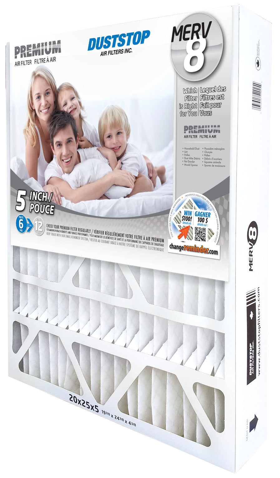 20" x 25" x 5" Air & Furnace Filter - MERV 8 - 4 Packs/Case -2