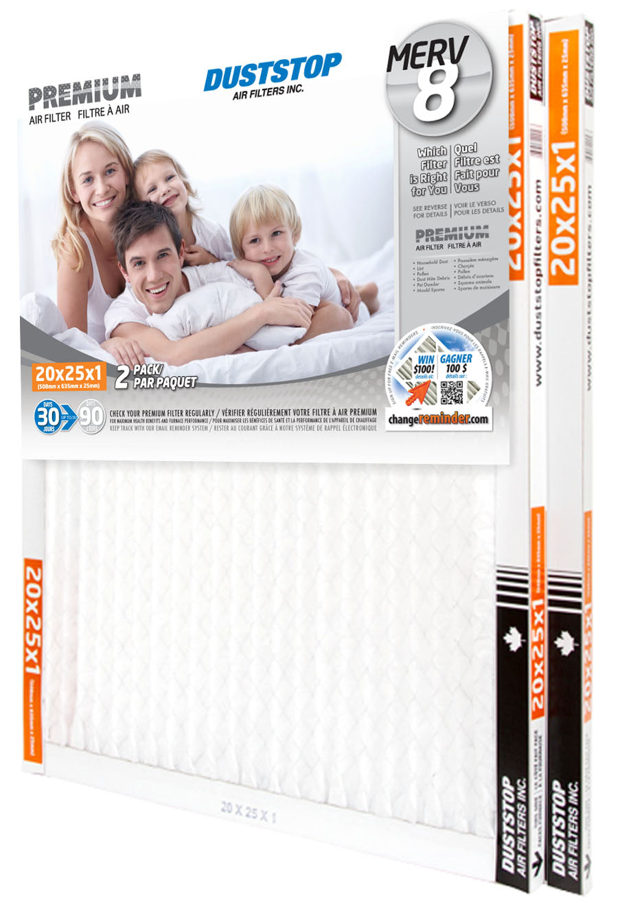 20x25x1 Premium Furnace Filter - MERV 8 - 12 Packs/Case -4