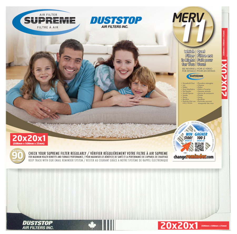 20" x 20" x 1" Supreme Air & Furnace Filter - MERV 11 - 6 Packs/Case