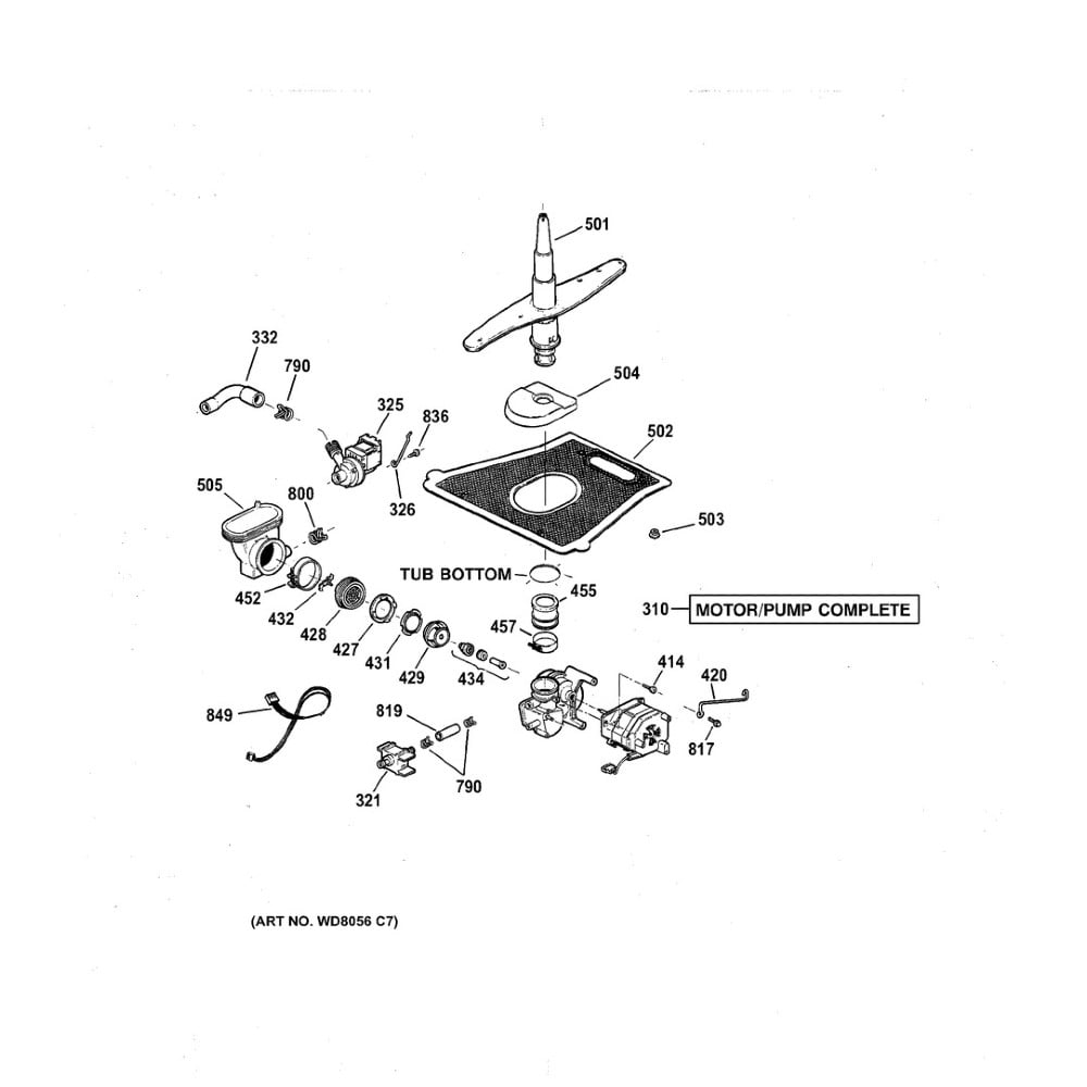 GE WG04F01015 Bras de pulvérisation inférieur pour lave-vaisselle