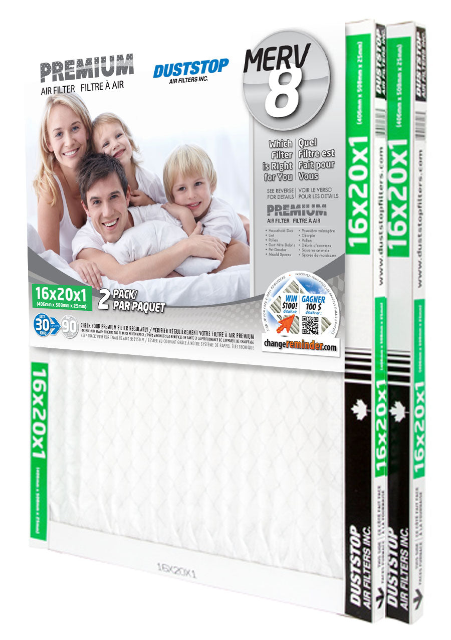 16" x 20" x 1" Premium Air & Furnace Filter - MERV 8 - 12 Packs/Case -3
