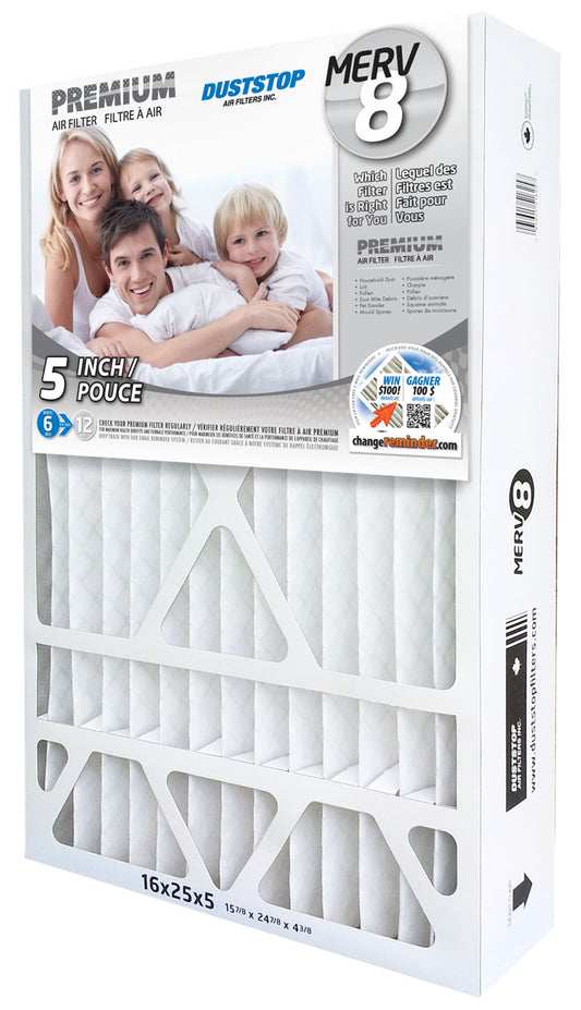 16" x 25" x 5" Air & Furnace Filter - MERV 8 - 4 Packs/Case