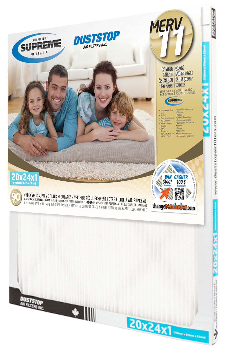 20x24x1 Supreme Furnace Filter - MERV 11 - 6 Packs/Case -2