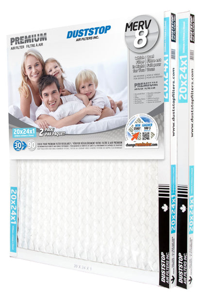20x24x1 Premium Furnace Filter - MERV 8 - 12 Packs/Case -3