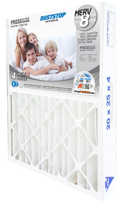 20" x 25" x 4" Air & Furnace Filter - MERV 8 - 3 Packs/Case -2
