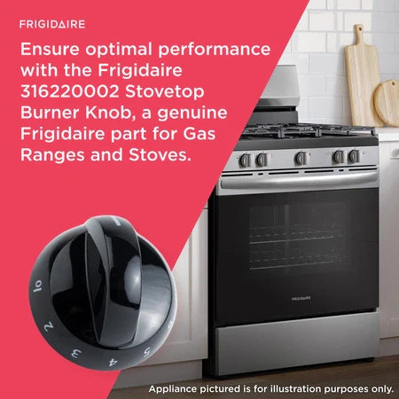 Frigidaire 316220002 OEM Range Oven Burner Knob