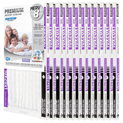 10x20x1 Premium Furnace Filter - MERV 8 - 12 Packs/Case -1
