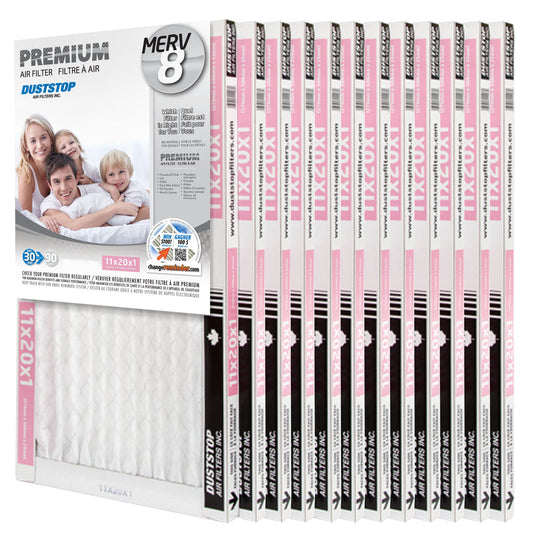 11" x 20" x 1" Premium Air & Furnace Filter - MERV 8 - 12 Packs/Case -1