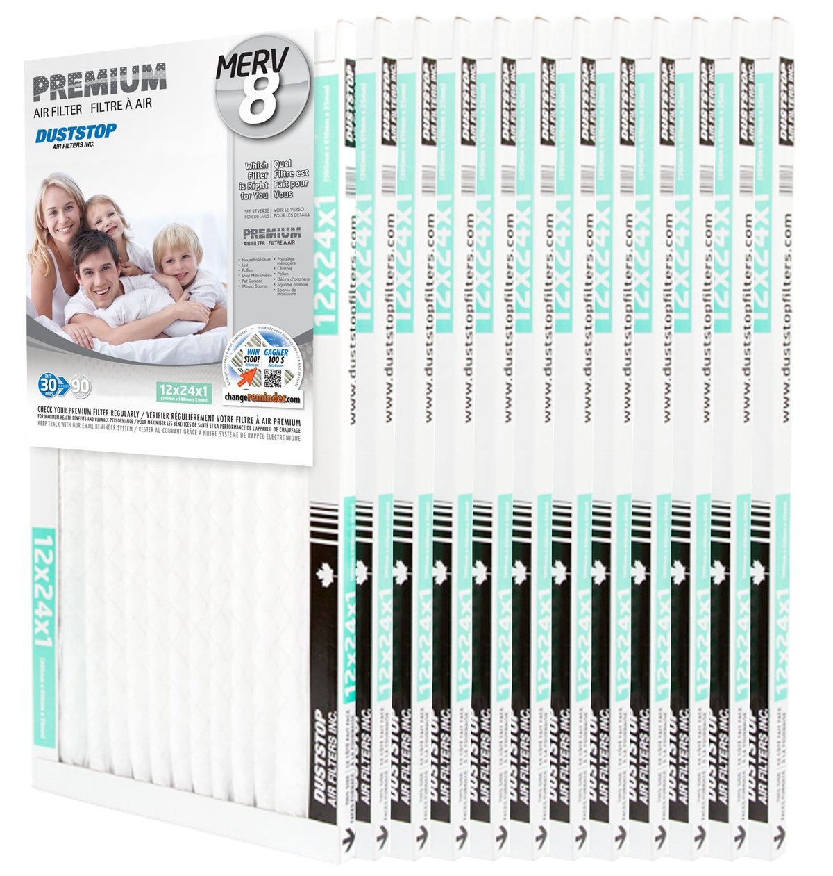 12" x 24" x 1" Premium Air & Furnace Filter - MERV 8 - 12 Packs/Case -3
