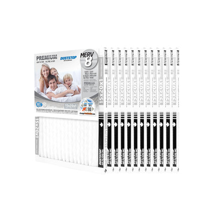 15x20x1 Premium Furnace Filter - MERV 8 - 12 Packs/Case -3