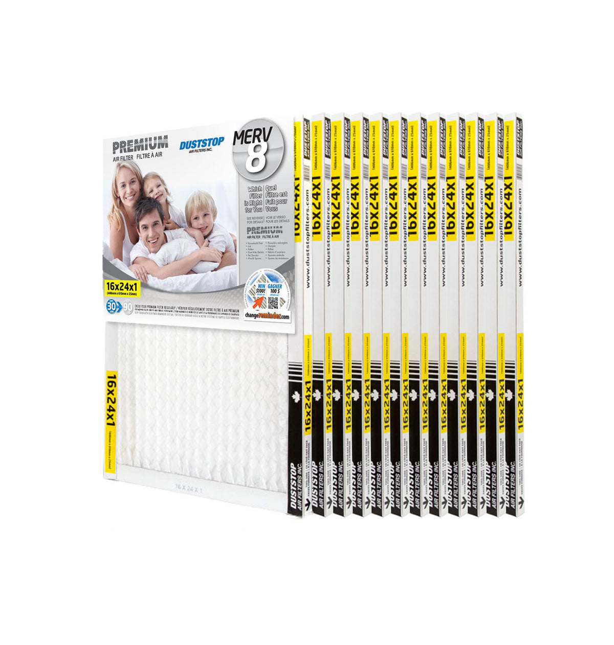 16" x 24" x 1" Premium Air & Furnace Filter - MERV 8 - 12 Packs/Case -1
