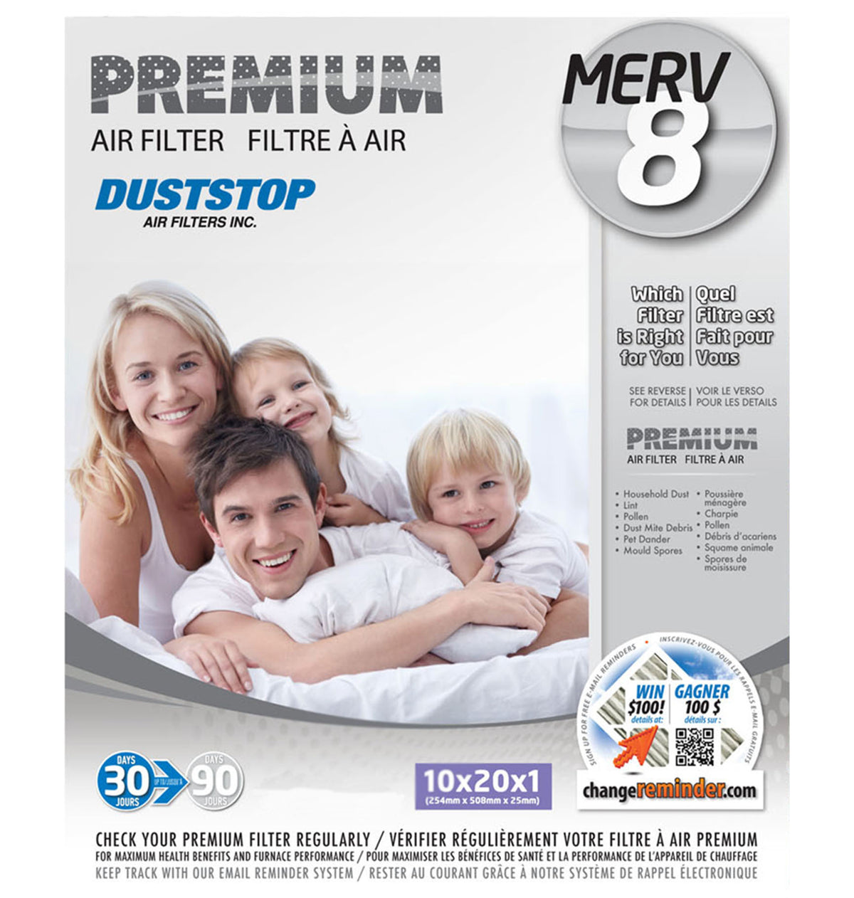 10x20x1 Premium Furnace Filter - MERV 8 - 12 Packs/Case -2