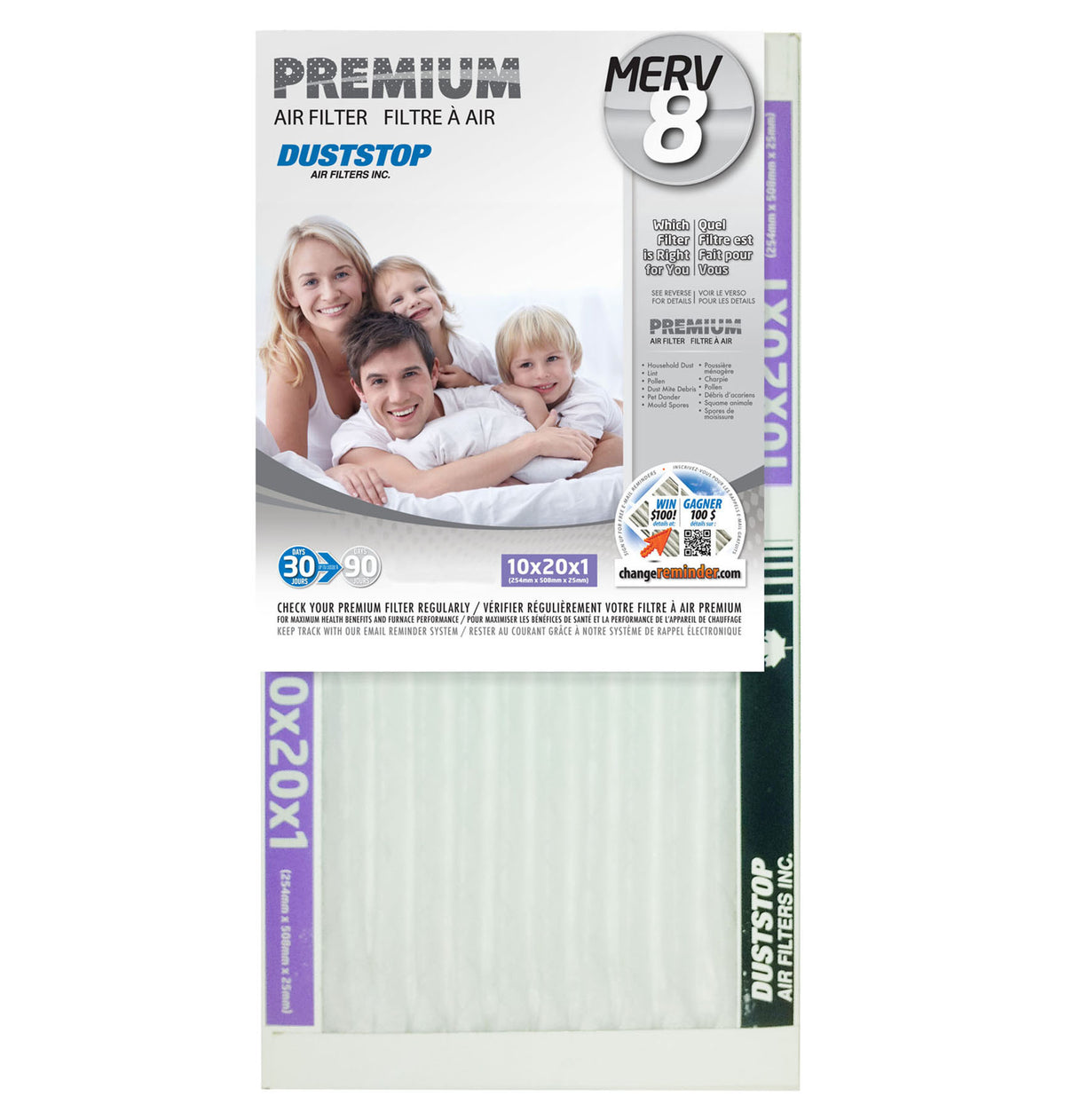 10x20x1 Premium Furnace Filter - MERV 8 - 12 Packs/Case -3
