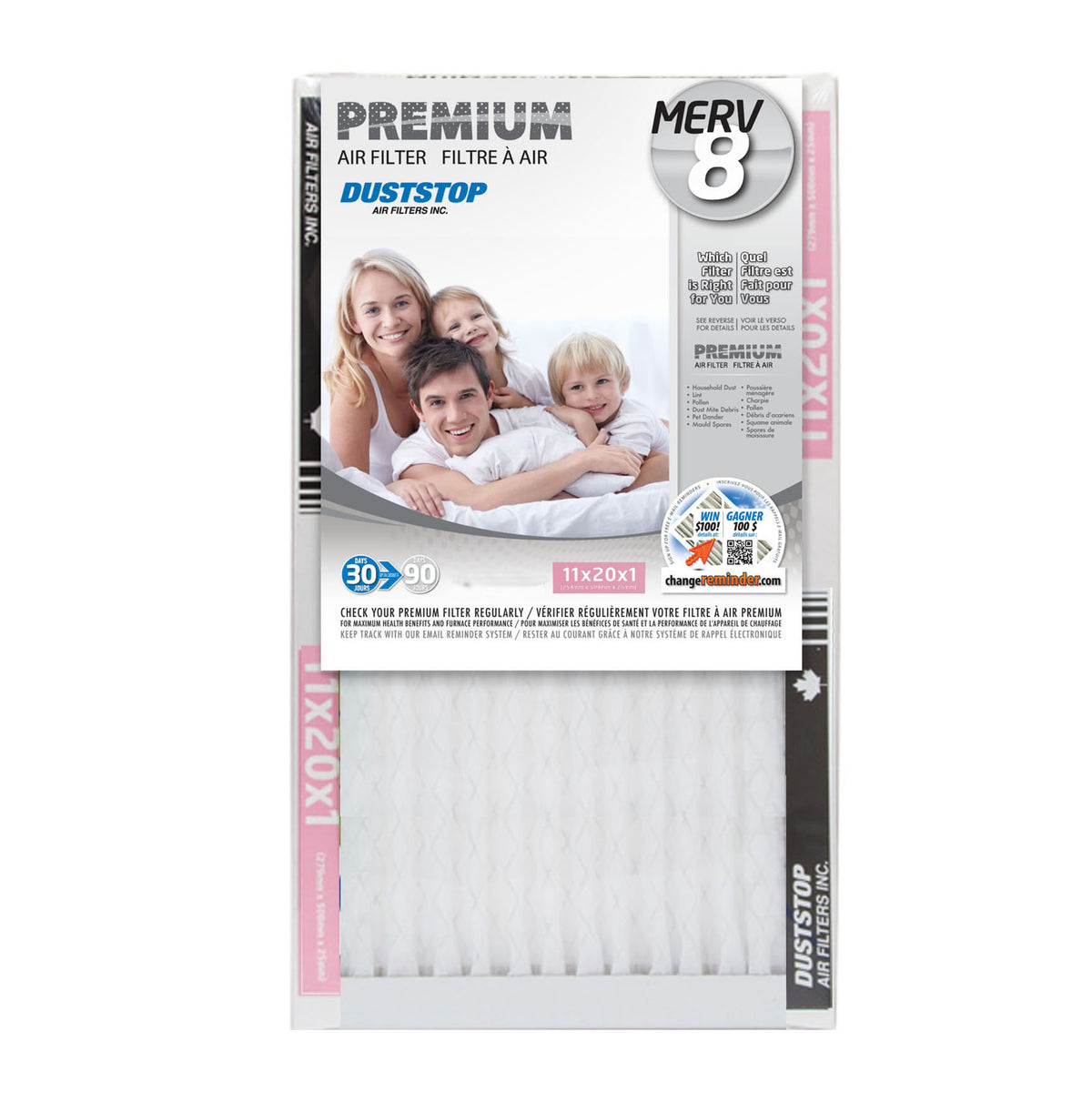 11" x 20" x 1" Premium Air & Furnace Filter - MERV 8 - 12 Packs/Case -2