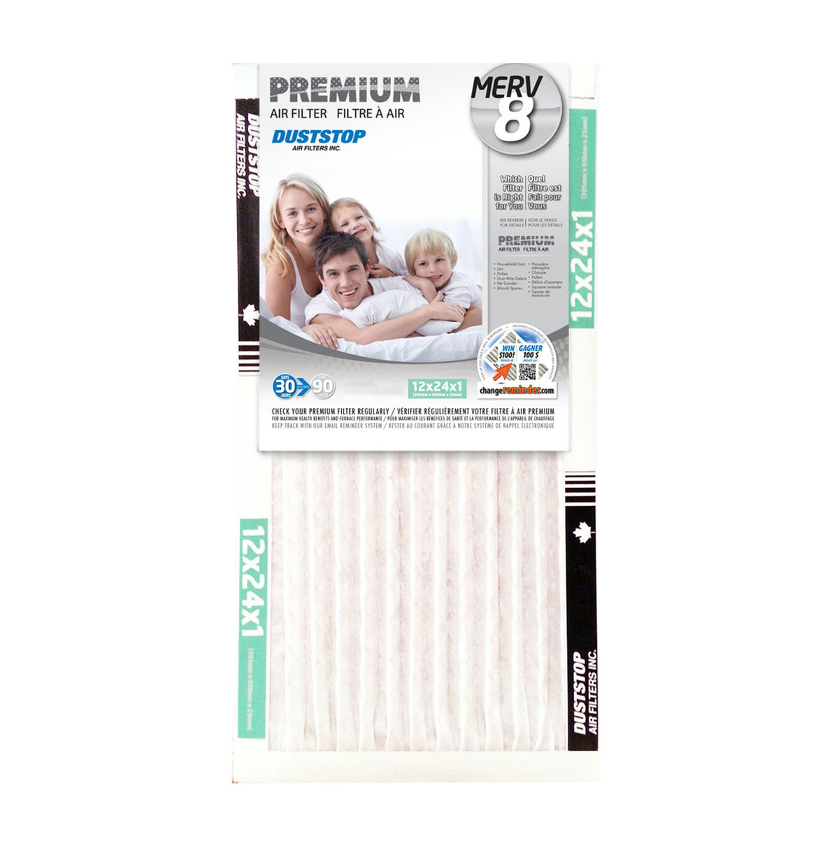 12" x 24" x 1" Premium Air & Furnace Filter - MERV 8 - 12 Packs/Case -2
