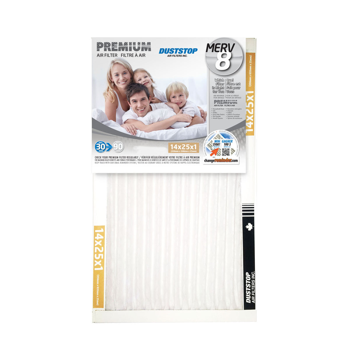 14" x 25" x 1" Premium Air & Furnace Filter - MERV 8 - 12 Packs/Case -2