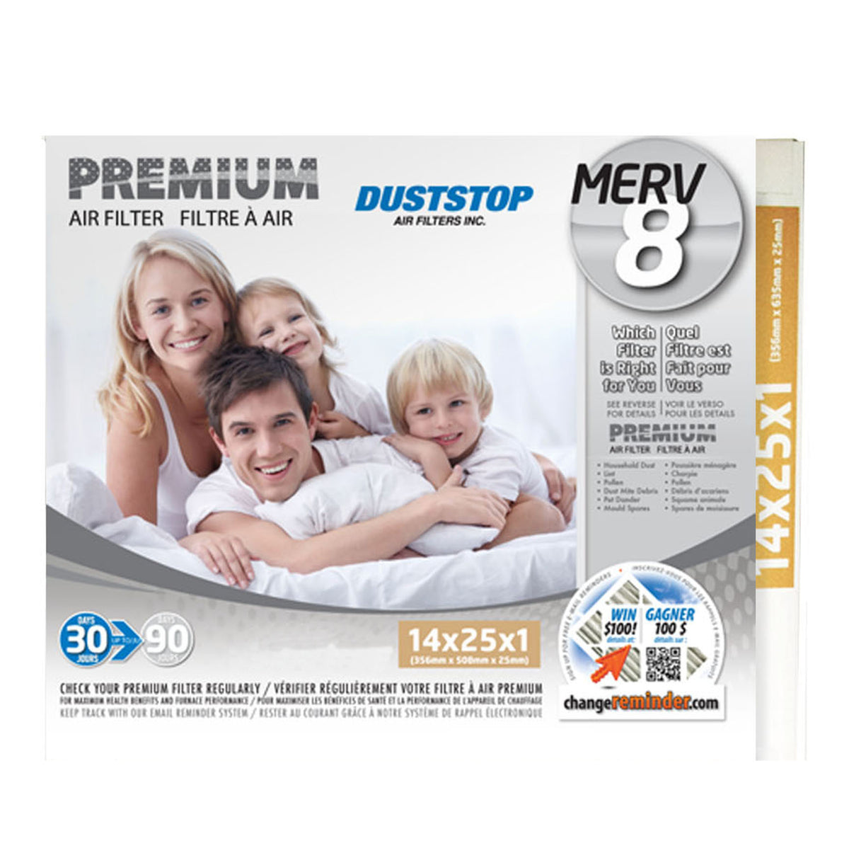 14" x 25" x 1" Premium Air & Furnace Filter - MERV 8 - 12 Packs/Case -1