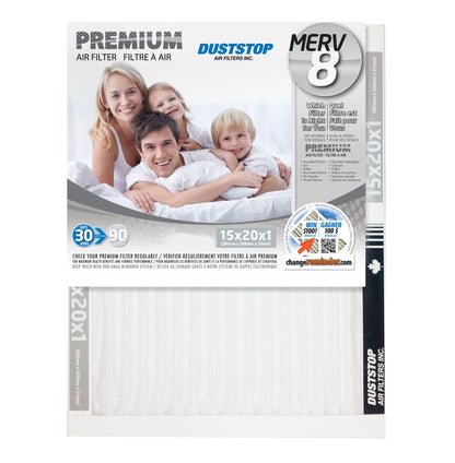 15x20x1 Premium Furnace Filter - MERV 8 - 12 Packs/Case -2