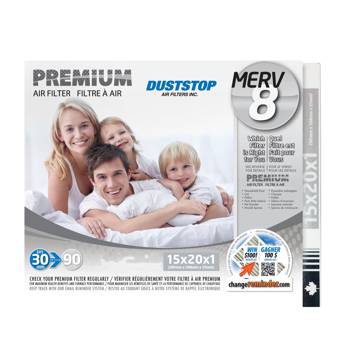 15x20x1 Premium Furnace Filter - MERV 8 - 12 Packs/Case -1