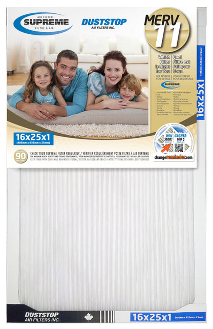 16" x 25" x 1" Supreme Air & Furnace Filter - MERV 11 - 6 Packs/Case -1