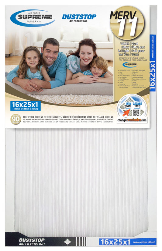 16" x 25" x 1" Supreme Air & Furnace Filter - MERV 11 - 6 Packs/Case -1