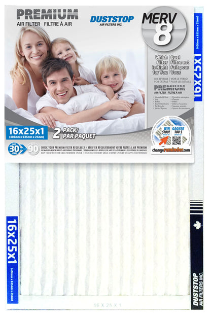 16" x 25" x 1" Premium Air & Furnace Filter - MERV 8 - 12 Packs/Case -2