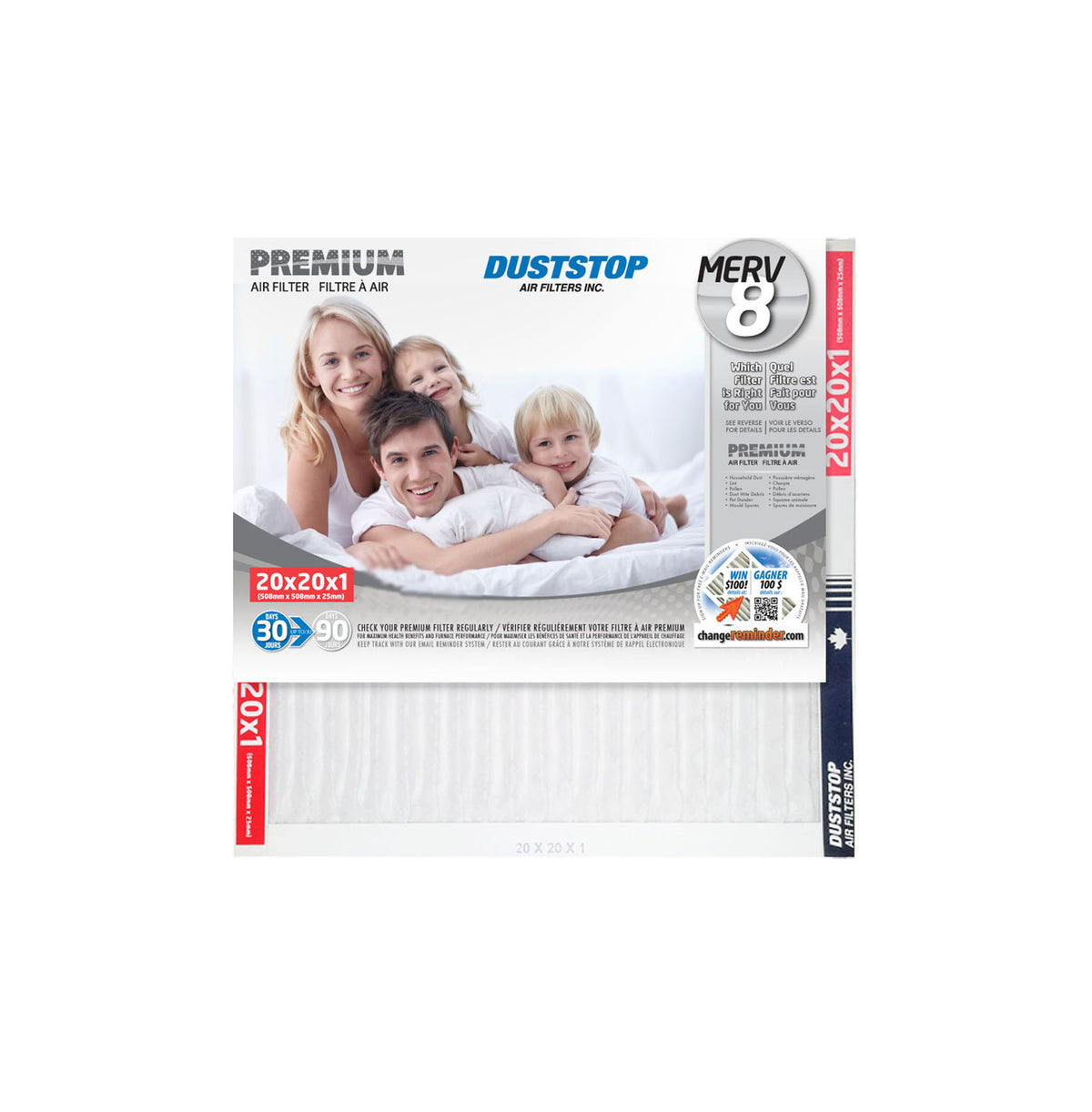 20x20x1 Premium Furnace Filter - MERV 8 - 12 Packs/Case -2