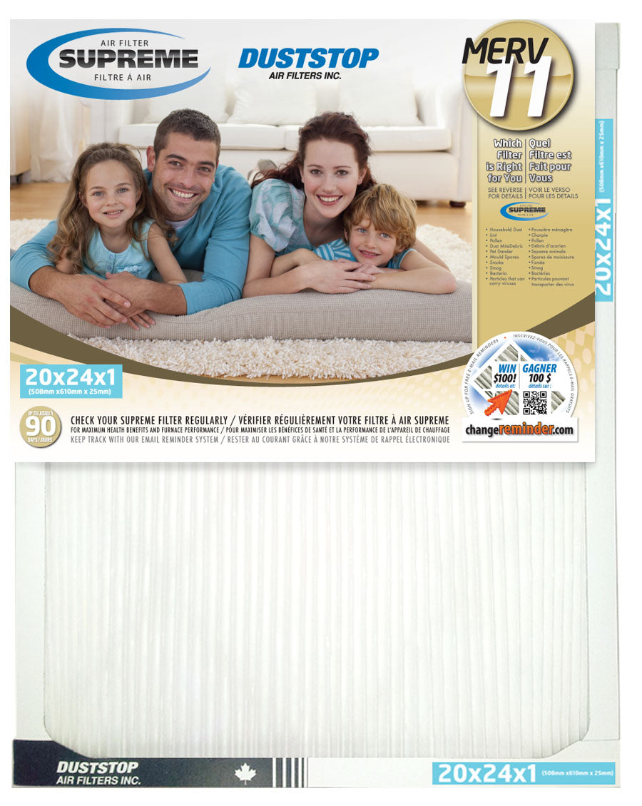 20x24x1 Supreme Furnace Filter - MERV 11 - 6 Packs/Case -1