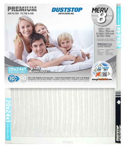 20x24x1 Premium Furnace Filter - MERV 8 - 12 Packs/Case -2