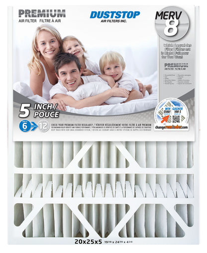 20" x 25" x 5" Air & Furnace Filter - MERV 8 - 4 Packs/Case -1