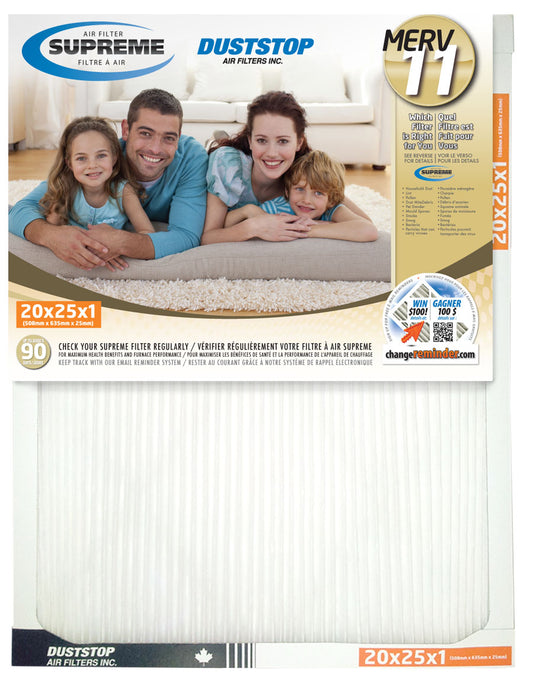 20" x 25" x 1" Supreme Air & Furnace Filter - MERV 11 - 6 Packs/Case -1